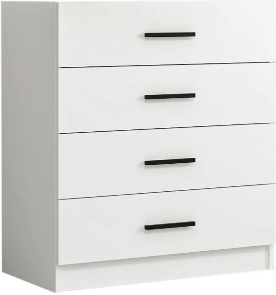 FUNZI LIVING byrå, med 4 lådor - vit melamin