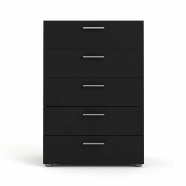 TVILUM Pepe byrå, med 5 lådor - svart folie och plast