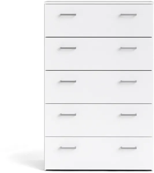 TVILUM Space byrå - vitt trä, med 5 lådor