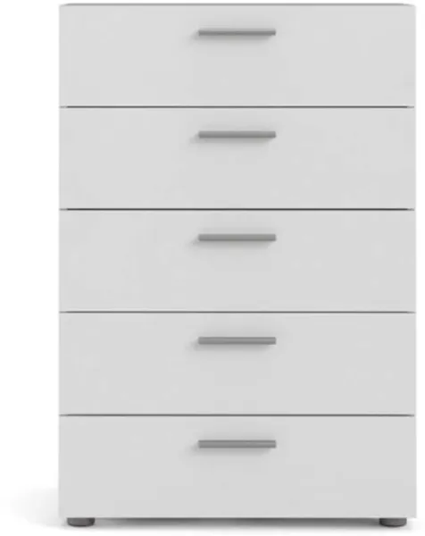 TVILUM Pepe byrå - vitt trä, med 5 lådor