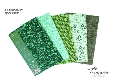 Tissu de Marie Fat Quarter Emerald 50x57cm - 5 st