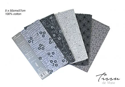 Tissu de Marie Fat Quarter Silver 50x57cm - 5 st