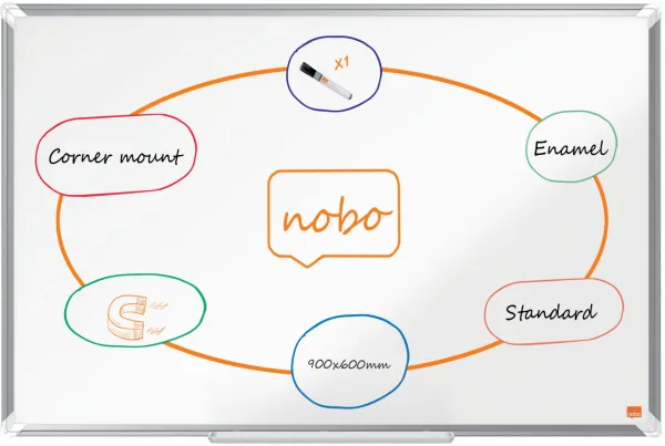 Nobo Premium Plus emaljerad whiteboard 90x60cm vit
